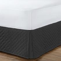 Saia Para Cama Box Inteiriça Matelado Ultrassônico Microfibra Casal King - Preto