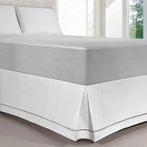 Saia Para Cama Box Kacyumara Ponto Palito - 100% Poliester - Branco - casal