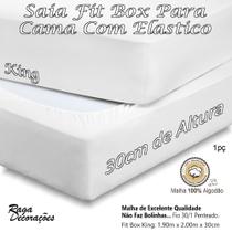 Saia Para Cama Box King Fit Box Malha Algodão 30cm Altura