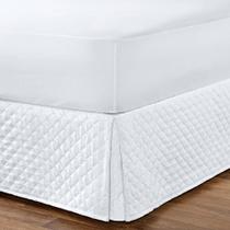 Saia Para Cama Box Queen Size Com Tecido Matelado Branco