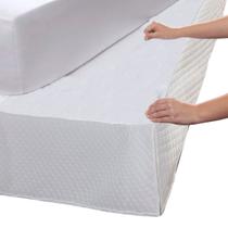 Saia para Cama Box Queen Size Matelada Quadriculada Encaixe Prático