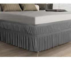 Saia Para Cama Box Solteiro Chumbo C/ Elástico Duplo