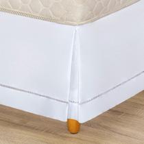 Saia para Cama Box Solteiro Classic com Ponto Palito Branco - Juma