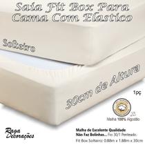 Saia Para Cama Box Solteiro Fit Box Malha Algodão 30cm Alt