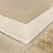 Saia para cama box solteiro ponto palito percal 180 fios 01 pç palha Saia para cama box solteiro ponto palito percal 180 fios 01 pç palha