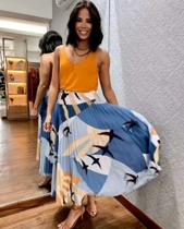 Saia pliçada crepe tamanho unico M Saia pliçada crepe tamanho unico M