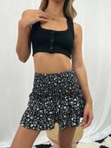 Saia Plissada De Cintura Alta Feminina Verão Bohemia Impressão Anti Brilho JK Harajuku Zíper Saia