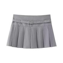 Saia Plissada Feminina com Cinto e Zíper Lateral - Cintura Média Saia Plissada Feminina com Cinto e Zíper Lateral - Cintura Média