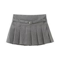 Saia Plissada Feminina com Cinto e Zíper Lateral - Cintura Média Saia Plissada Feminina com Cinto e Zíper Lateral - Cintura Média