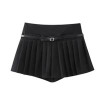 Saia Plissada Feminina com Cinto e Zíper Lateral - Cintura Média Saia Plissada Feminina com Cinto e Zíper Lateral - Cintura Média