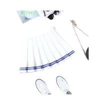 Saia Plissada Feminina Estilo Preppy Cintura Alta Modelo Evasê Curta Primavera Verão 2025