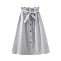 Saia Plissada Midi De Cintura Alta Para Mulheres, Elegante, Com Botões, Estilo Escolar, Verão E