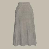 Saia Plissada Midi Tricot Feminina