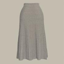 Saia Plissada Midi Tricot Feminina