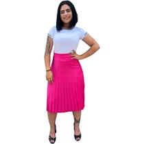 Saia Plissada Moda Evangélica Tendência Cintura Alta Premium