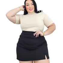 Saia Plus Size Alfaiataria Tamanho Grande Feminina Cintura Alta Fenda Plus Size Verão Moda - Lara