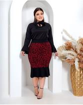 Saia Plus Zise Midi Feminina Evangélica Tubinho com Elastano Estica Cintura Alta Oferta