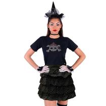 Saia Preta com Bolinha Branca pra Fantasia de Halloween