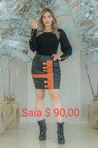 Saia preta com detalhe laranja