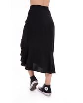 Saia Rana Viscose Com Abertura Lateral Preta Saia Rana Viscose Com Abertura Lateral Preta