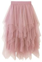 Saia Reaowazo Tulle Midi longa rosa elástica