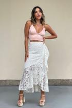 Saia renda midi peplum