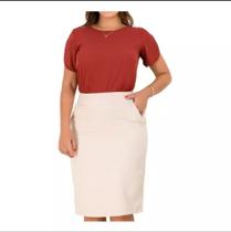 Saia reta lisa com bolso