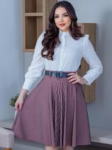 Saia Rodada Midi Godê Malha 3D Moda Evangélica