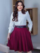 Saia Rodada Midi Godê Malha 3D Moda Evangélica Saia Rodada Midi Godê Malha 3D Moda Evangélica