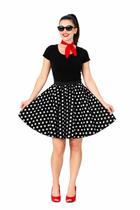 Saia Rodada Poá Anos 60 Godê Fantasia Retrô Rock Confortável Saia Rodada Poá Anos 60 Godê Fantasia Retrô Rock Confortável