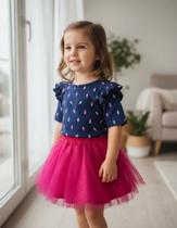 Saia Sainha Tule Tutu Menina Rodada com Brilho estilo Bailarina com Forro