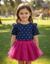 Saia Sainha Tule Tutu Menina Rodada com Brilho estilo Bailarina com Forro