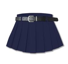 Saia SANGTREE plissada, casual, fivela, cintura elástica, azul marinho