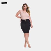 Saia Sarja Preto não desbota com Elastano Plus size LUNENDER 60284