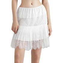 Saia Sawden Lace Ruffle Mini Half Slip em camadas branca S