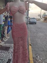 Saia sereia renda com crop Saia sereia renda com crop