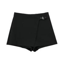 Saia-Short Assimétrica de Cintura Alta com Zíper Lateral para Mulheres