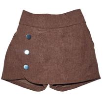 Saia Short Veludo Marrom Tamanho:4 - CMKids Saia Short Veludo Marrom Tamanho:4 - CMKids