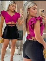 Saia shorts com cinto em aalfaiataria