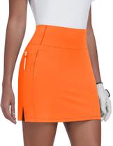 Saia Shorts de Golfe JoyGirl 16" Laranja Neon de Cintura Alta