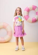 Saia Shorts de Tule Lilás Com Babadinhos Momi