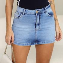 Saia Shorts Jeans Barra Normal Feminino Revanche Anânia