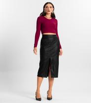 Saia Sintética Feminina Midi Endless Preto