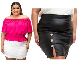 Saia Social Evangélica Midi Preta Moda Com Fenda Elegante Cintura Alta E Blusa Duna Elastec Ciganinha