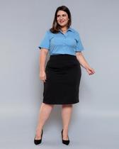 Saia Social Feminina Reta Trabalho Plus Size Alfaiataria Two Way