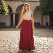 Saia Social Longa Evasê com Bolso Caimento Perfeito e Estilo Sofisticado Saia Social Longa Evasê com Bolso Caimento Perfeito e Estilo Sofisticado