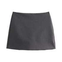 Saia sólida de cintura alta para mulheres moda zíper lateral shorts femininos saias mujer Saia sólida de cintura alta para mulheres moda zíper lateral shorts femininos saias mujer
