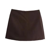 Saia sólida de cintura alta para mulheres moda zíper lateral shorts femininos saias mujer