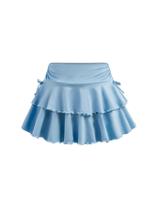 Saia SOLY HUX feminina de cintura alta com babados em camadas em azul claro