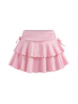 Saia SOLY HUX feminina de cintura alta com babados em camadas rosa 12Y